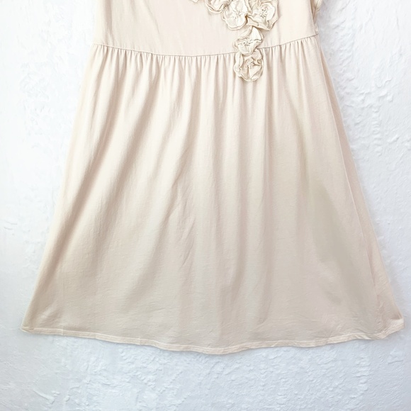 Garnet Hill 3-D Floral Embellished Cotton Tank Dress Beige Sz M - Picture 5 of 13
